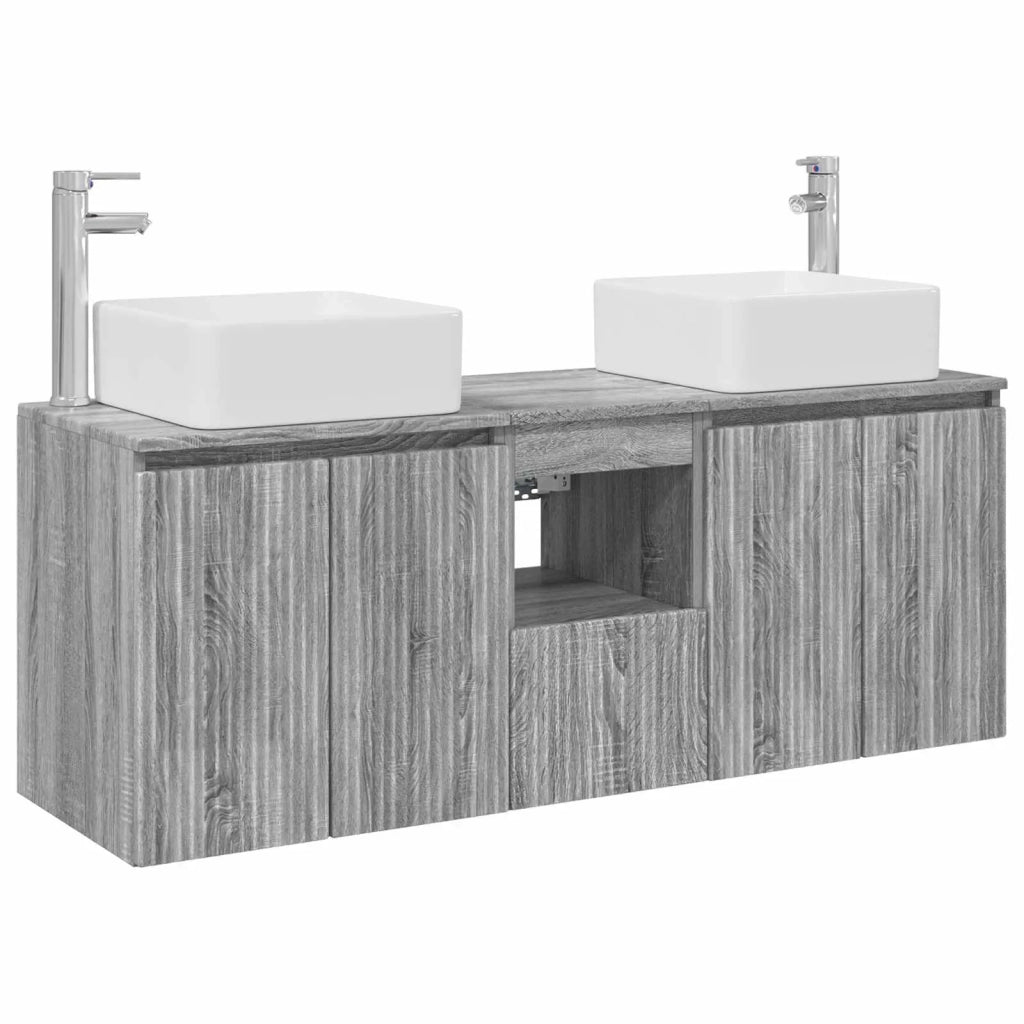 Set di Armadi da Bagno 3 pz Sonoma grigio 135 x 35 x 80 cm