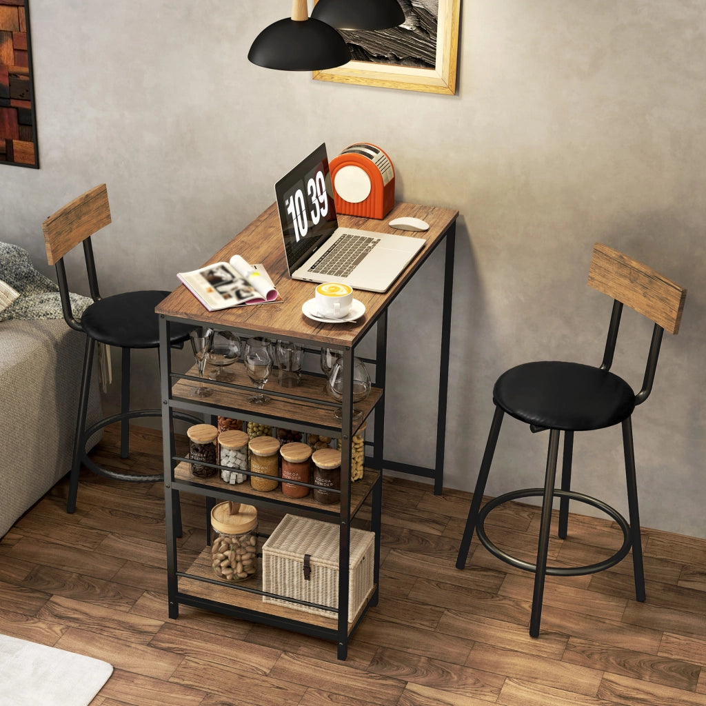 Tavolo da pranzo con 2 sedie ¨C zephmum ¨C MDF e metallo, nero, 90x200