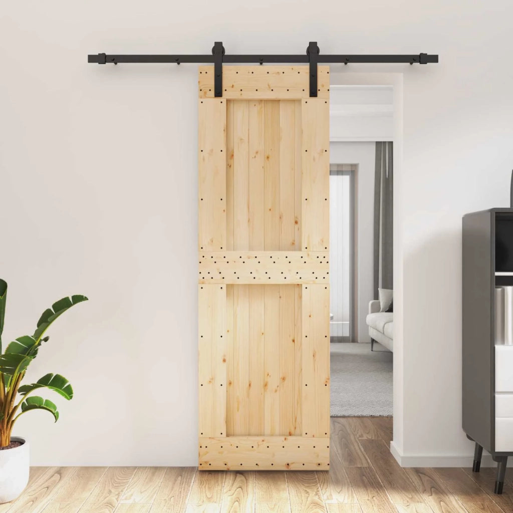 Porta scorrevole Naturale e Nero 70 x 210 cm 3444900