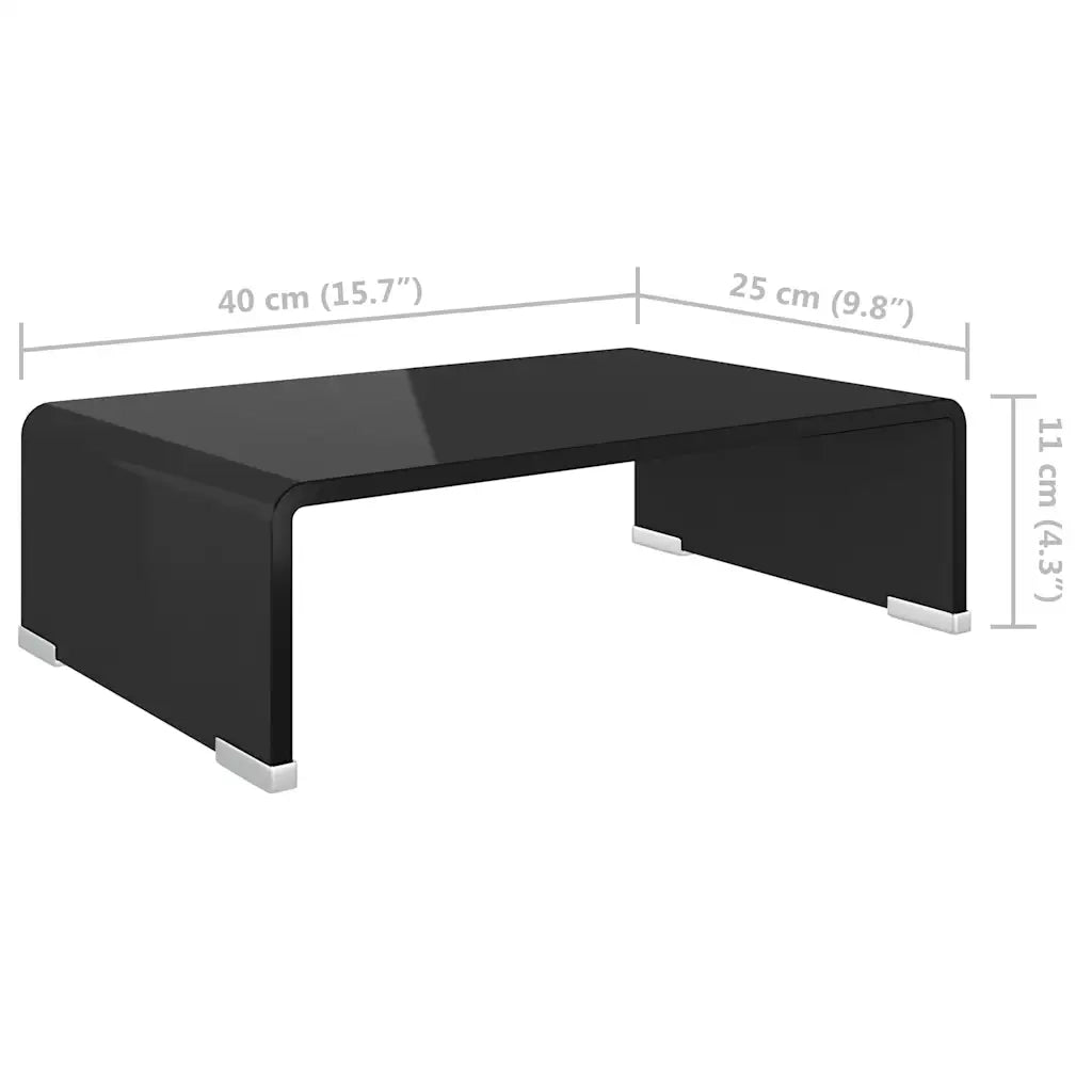 Mobile/Rialzo Porta TV in Vetro-Supporto per TV Nero 40x25x11 cm
