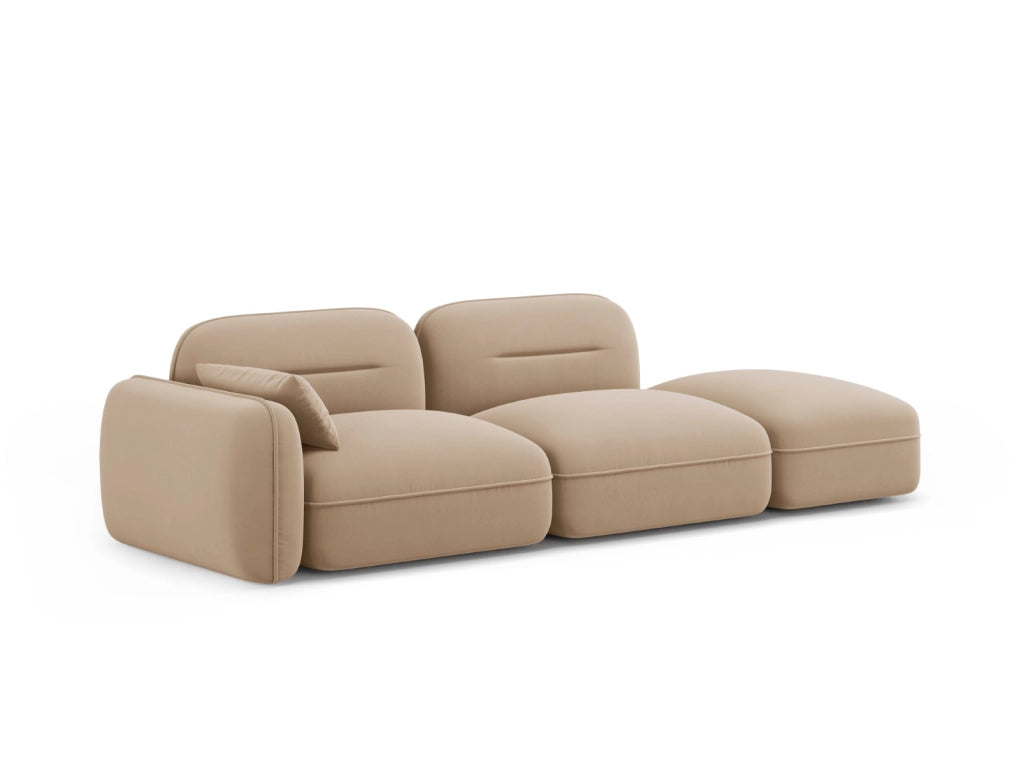 Cosmopolitan Design - Divano modulare destro "Sydney" 3 posti in velluto sabbia 