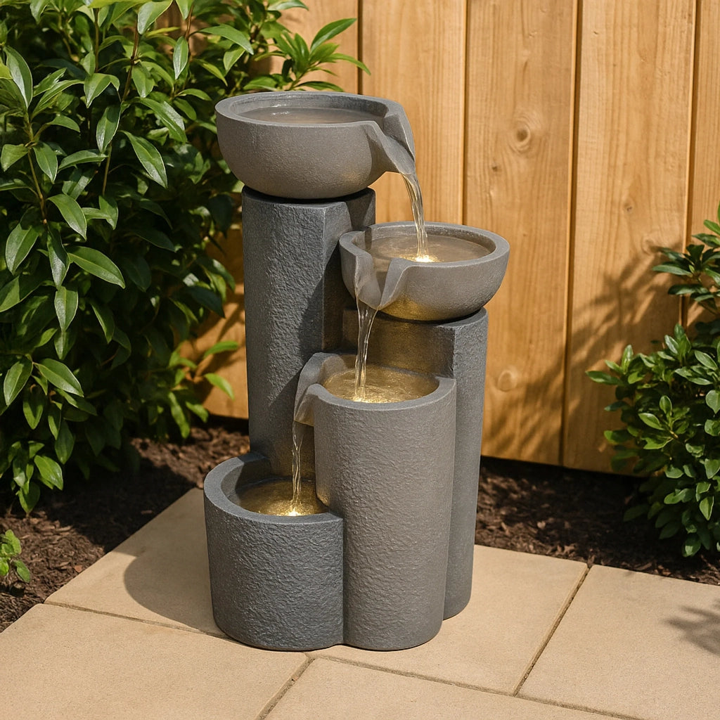 Fontana da Giardino Elettrica con LED e Cascata – Tranquil Tiers