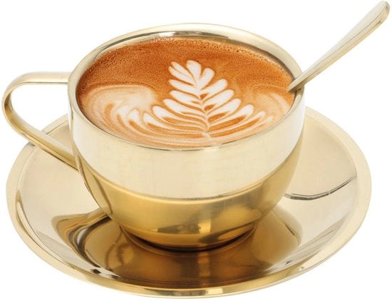 Set di Caffè in Acciaio Inossidabile da 6 pezzi - Design Ergonomico - Caffettiera con Cucchiaio - Dimensioni 10 x 8 x 5 cm