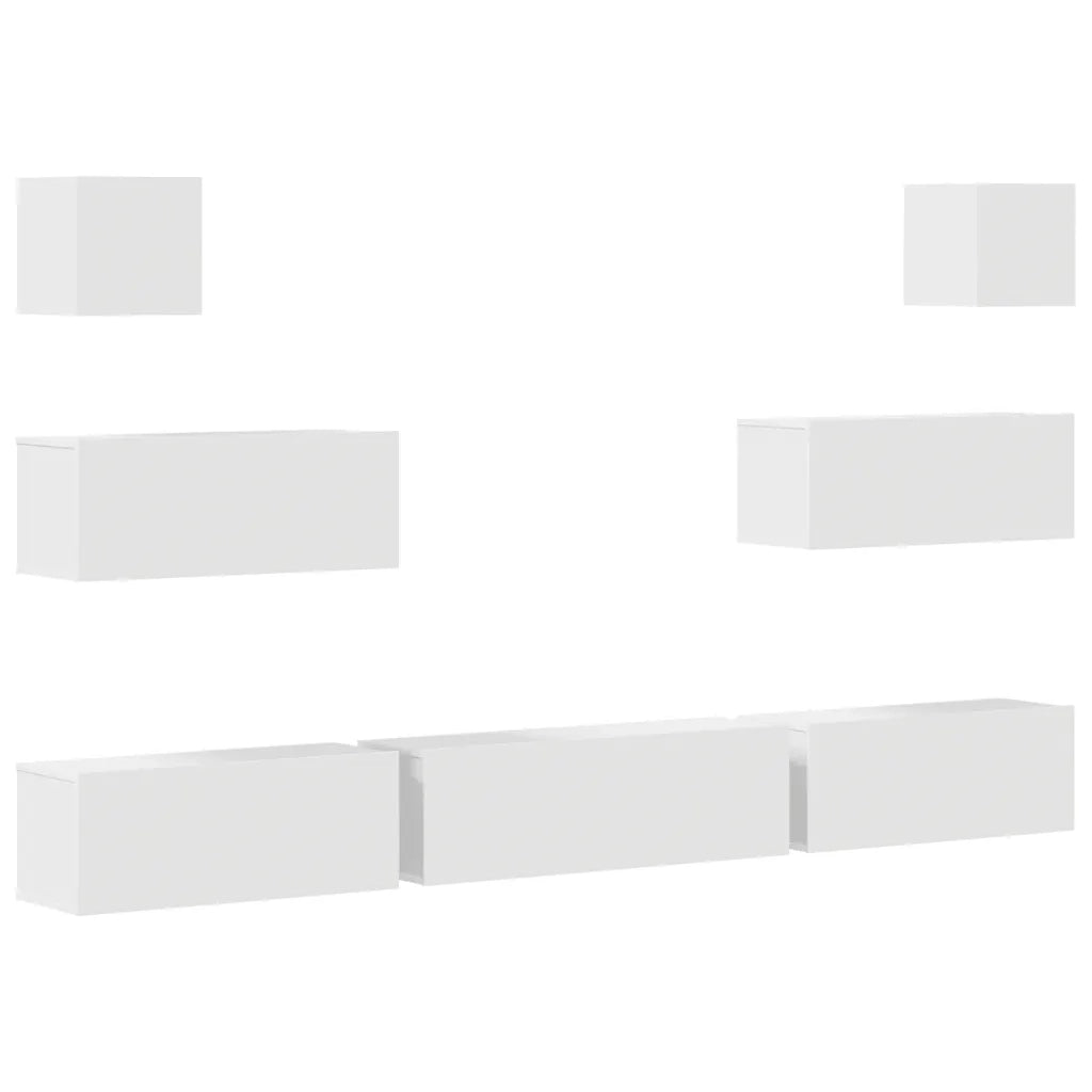 Set di Mobili Porta TV 7 pz Bianco in Legno Multistrato