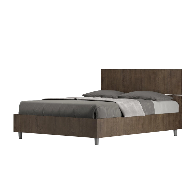 Letto Matrimoniale francese 140x190 cm testata dritta Demas - Con rete,Noce