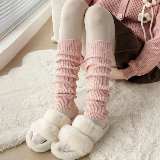 Calze a coste per donne, calze da overknee, adatti per la moda calda da stivali invernali, calze per stivali, calze per gambe. Colore rosa