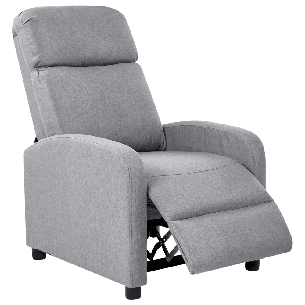 Poltrona reclinabile Grigio Schienale e poggiapiedi regolabili Struttura in legno Schienale alto Design tradizionale Soggiorno