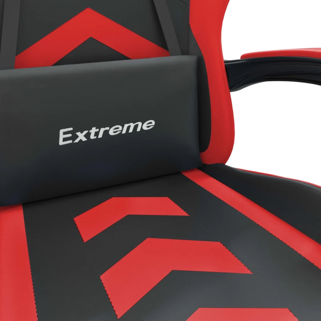 Sedia da Gaming Girevole Poggiapiedi Nero e Rosso Similpelle cod mxl 72799