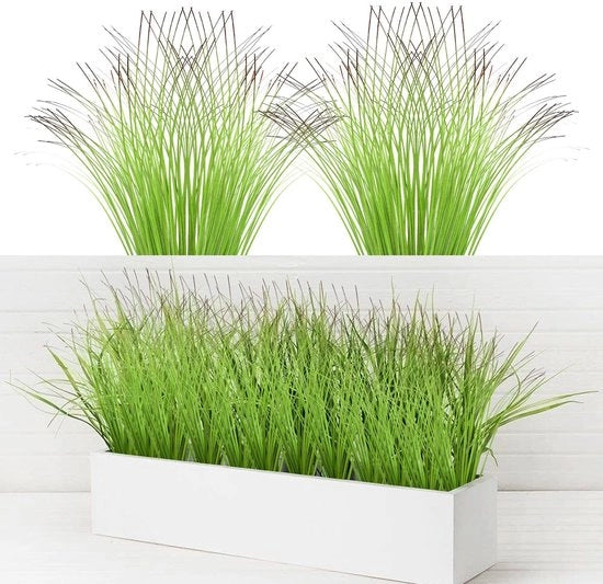 Piantine artificiali UV-resistenti - 12 pezzi - Erba sintetica - Gras decorativo - Piantine per balcone in plastica - Facili da mantenere - Aspetto realistico