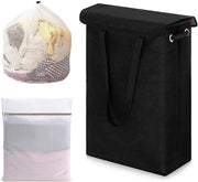 Cestino della Spazzatura Opvouabile Nero con Coperchio 45 Litri - Contenitore della Spazzatura Sottile e Alto - Contenitore della Spazzatura Piccolo con 2 Pannelli della Spazzatura per Bagno e Camera da Letto 60 x 39 x 19 cm.