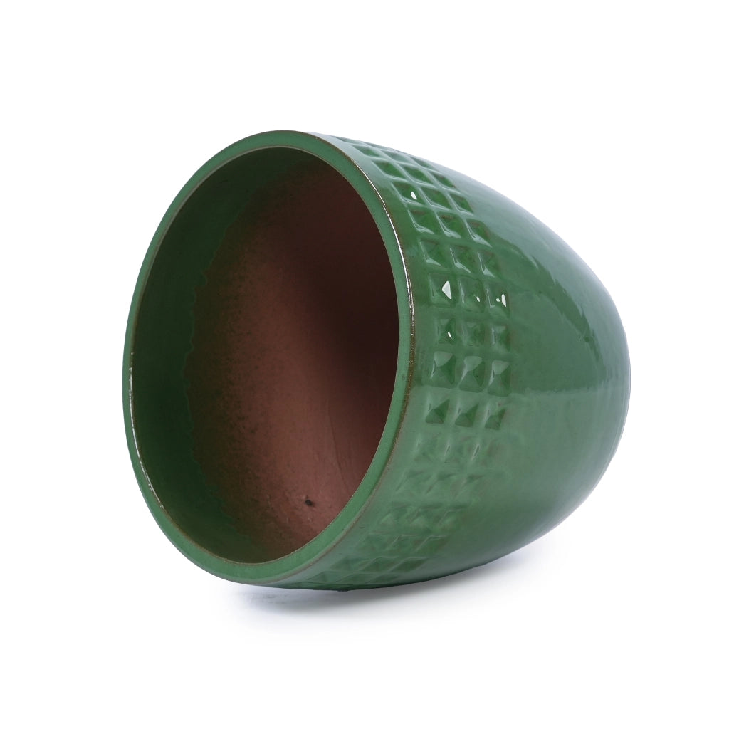 Fioriera con foro di drenaggio in ceramica con finitura verde antico lucida per interni ed esterni 49 × 49 × 44,5 cm