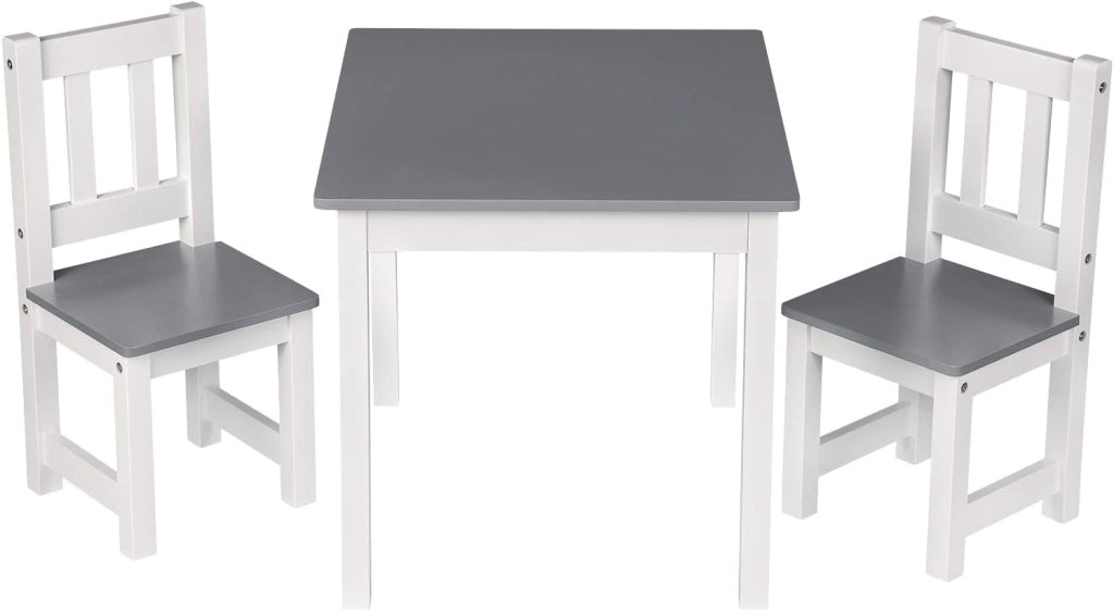 Set da Tavolino e Sedie per Bambini, Tavolo Bambini con 2 Sedie, per Cameretta e Asilo, 60x50x48,5 cm, Bianco