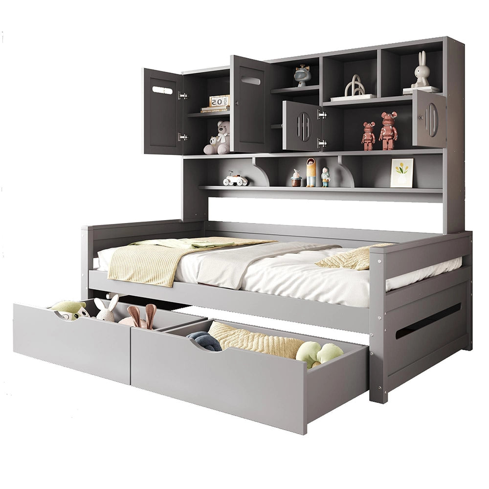 Divano letto legno 90x200cm?- Xylo - cassetto grigio