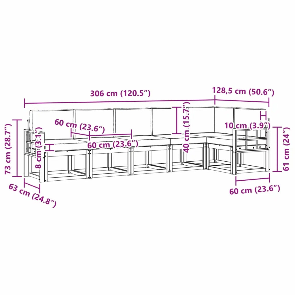 Set di divani da esterno 6 pz Bianco e Antracite Poliestere 3387711