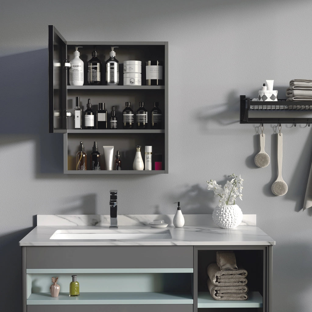 Armadio specchio ¨C Minimal ¨C nero, acciaio, 46x13.5x58 cm