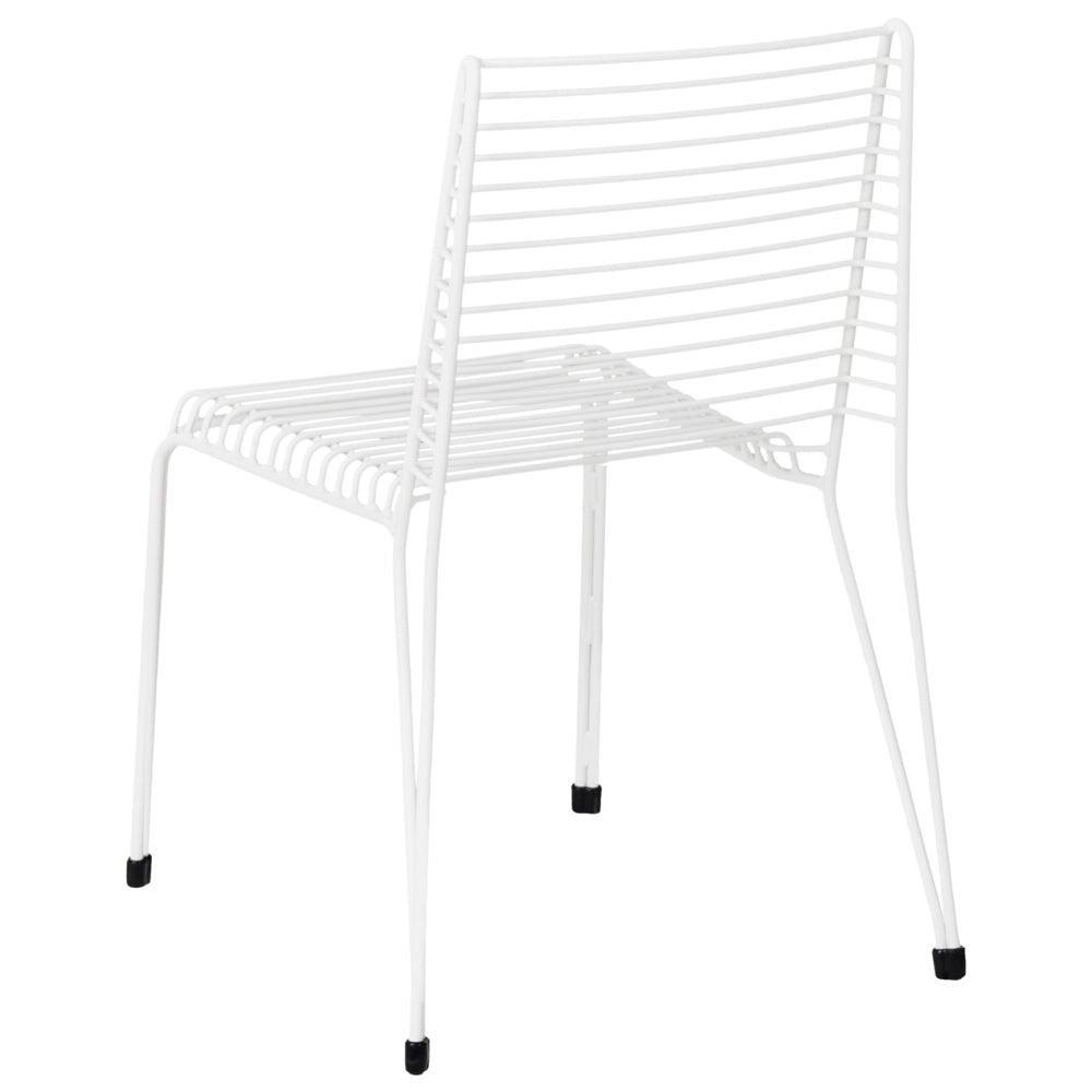 Set di 2 sedie da giardino con telaio in acciaio bianco impilabili da esterno per patio stile moderno