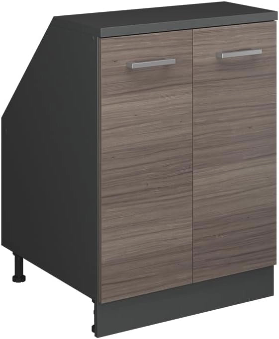 Mobile sottotetto Rion, Grigio nobile, 60 x 81.6 cm con 2 porte, carcassa 60 cm profondità, adatto per il salvaspazio sotto tetti spioventi