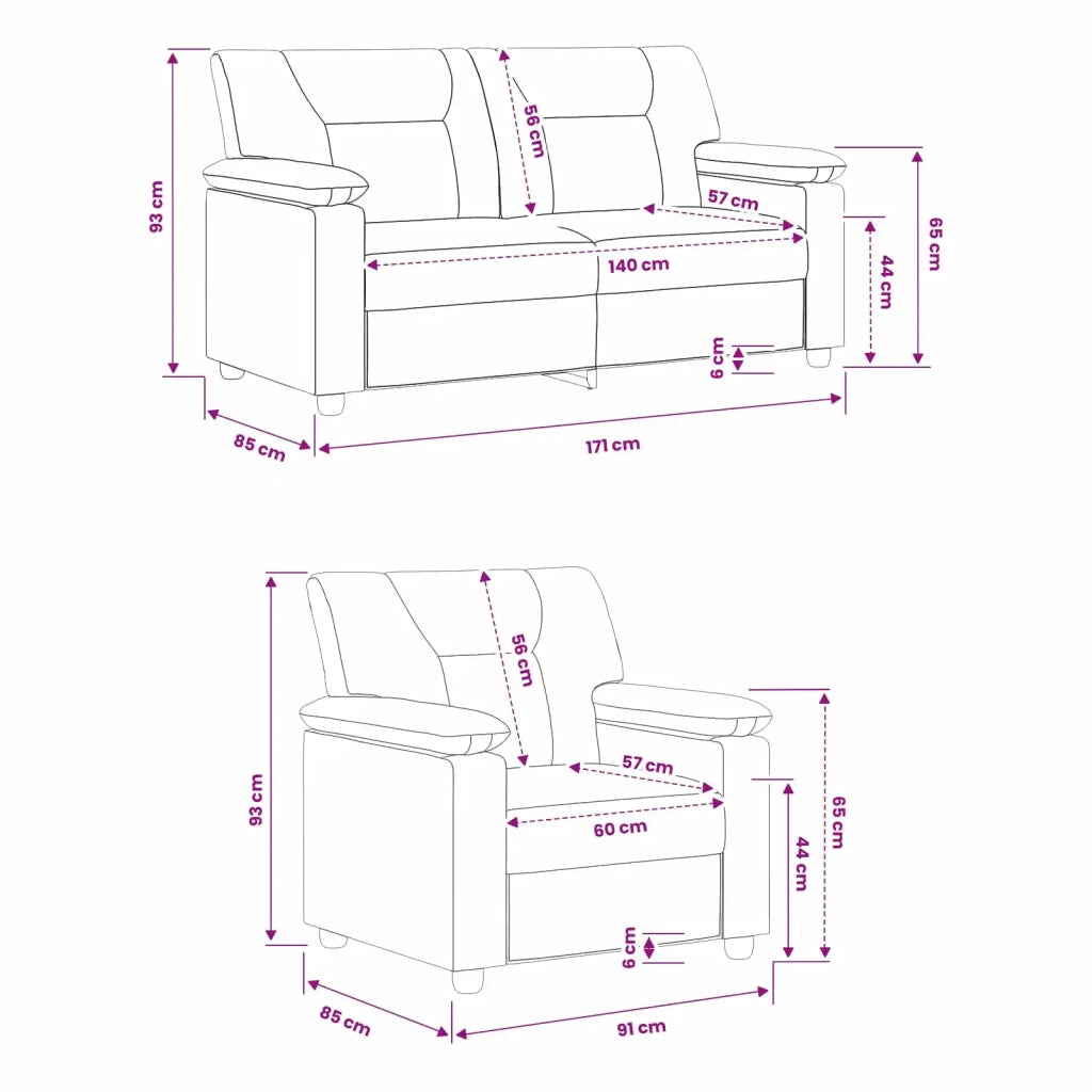 Set di divani 2 pcs Rosso Similpelle 3430531