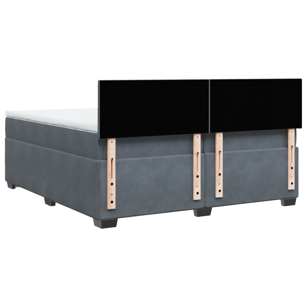 Giroletto a Molle con Materasso Grigio Scuro 200x200 cm Velluto 3288697