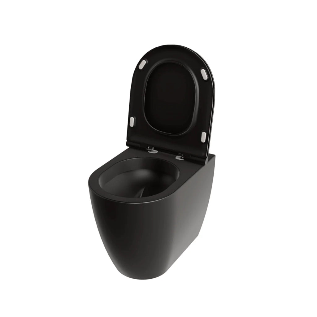 Wc a Terra Senza Brida Azzurra Ceramica "Comoda" Nero Opaco