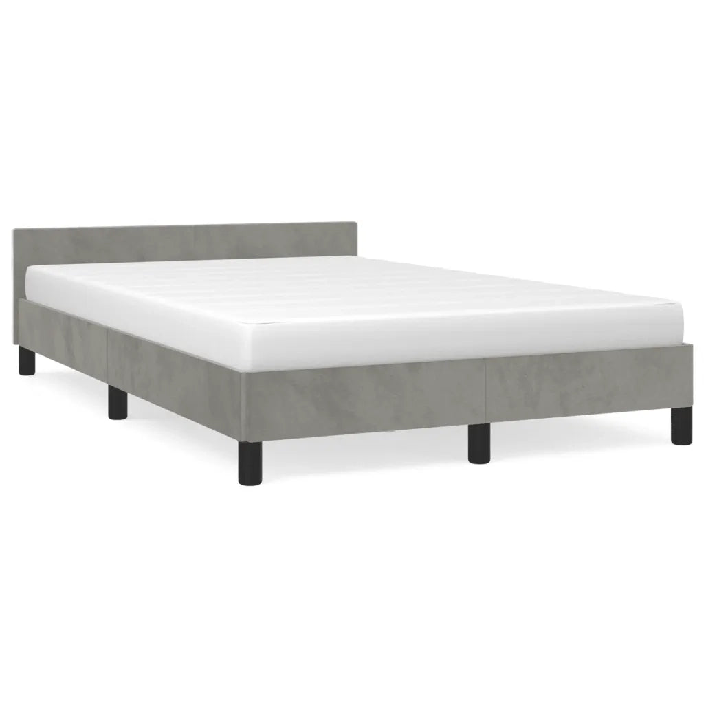 Giroletto con Testiera Grigio Chiaro 120x190 cm in Vellutocod mxl 115369