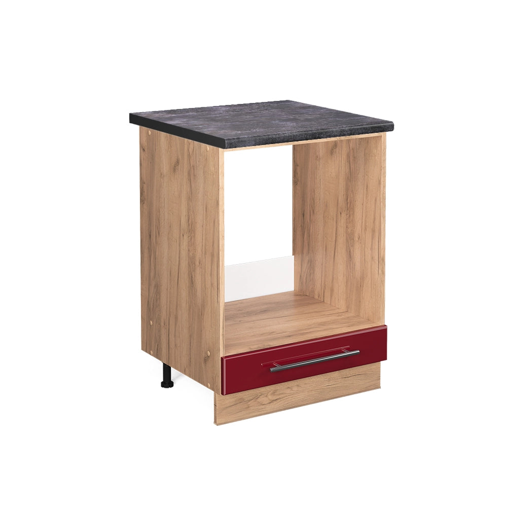 Mobile per forno da incasso Fame-Line Bordeaux lucido/Rovere dorato 60 cm, PL Antracite Vicco