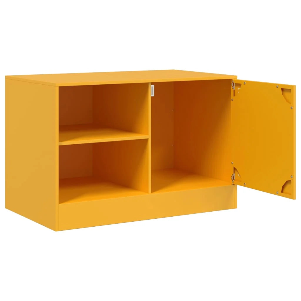 Mobile TV multimediale scaffale TV credenza TV sala da pranzo soggiorno camera da letto giallo senape 67 x 39 x 44 cm acciaio giallo 02_0027662