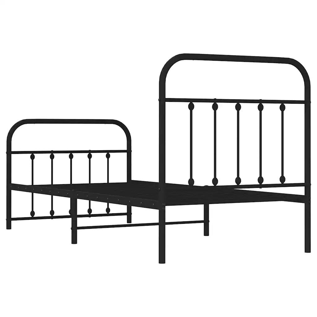 Giroletto con Testiera e Pediera-Struttura Letto Metallo Nero 90x190 cm 415564
