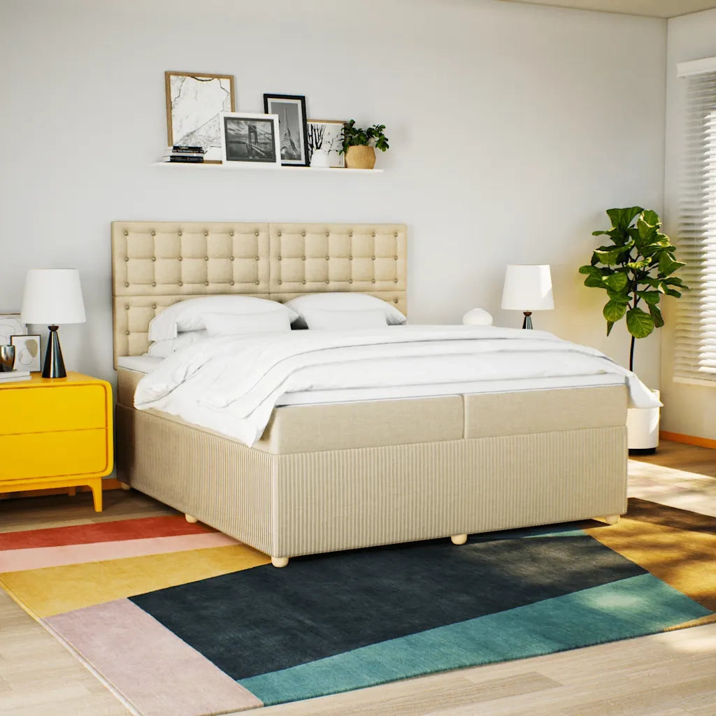 Giroletto a Molle con Materasso Crema 200x200 cm in Tessuto 3294482
