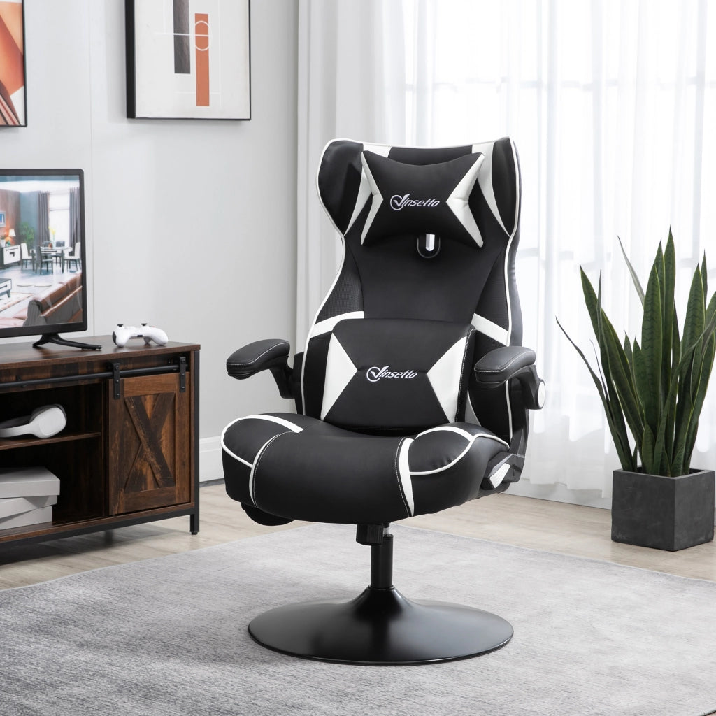 SEDIA DA GAMING con altoparlanti Bluetooth, altezza regolabile, 69x73x112-118 cm, bianco