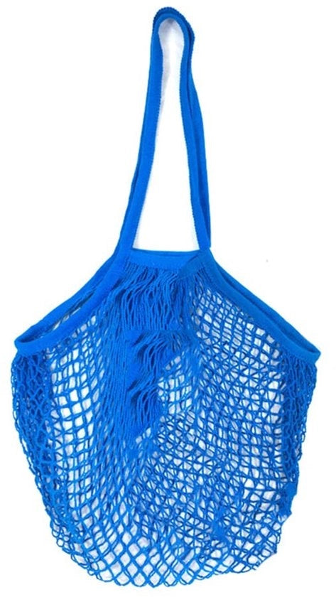 Sacchetto per Spesa in Cotone Riciclabile - Blu - Ideale per Frutta e Verdura - Grande Capacità - Handicap Accessibile - 30x40x15 cm