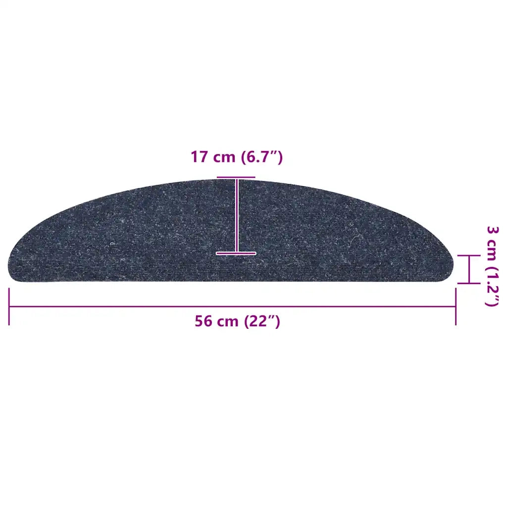 Tappetini per scale autoadesivi 10 pz 56x17x3 cm blu semicircolari 149685
