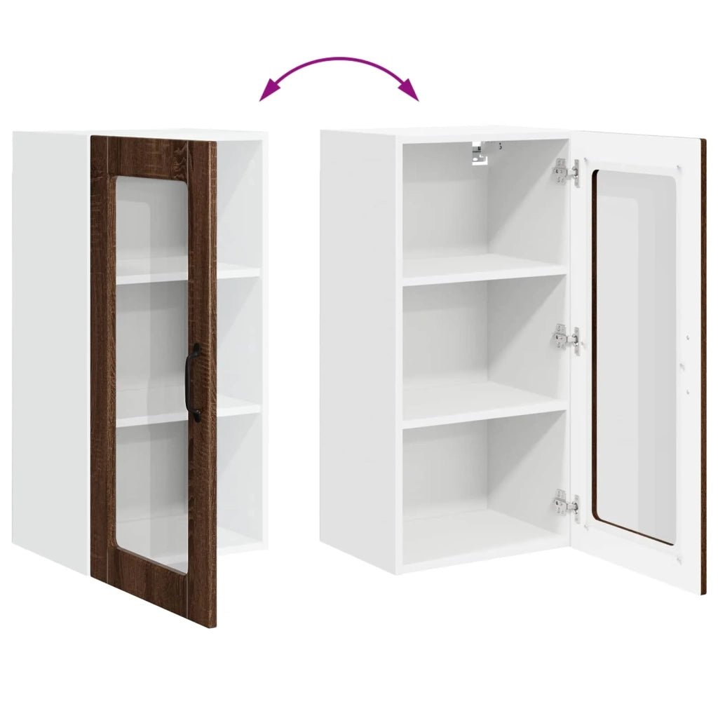 Mobile in vetro da parete LUCCA Rovere Marrone 40 x 31 x 80 cm 884999