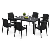 Salottino Outdoor Matarene, set Salotto da Esterno 6 Posti Made in Italy, Nero Antracite