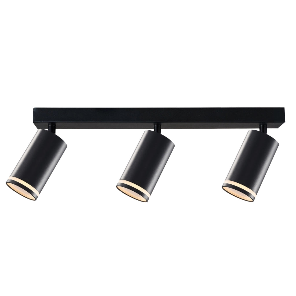Plafoniera/applique 3 faretti GU10 nera Polux Paris 322340