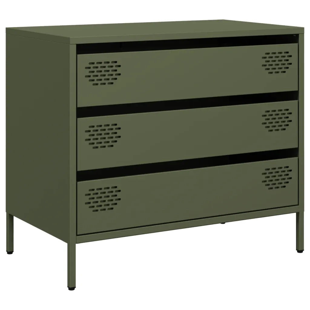 Credenza Verde Oliva 68x39x58,5 cm in Acciaio Laminato a Freddo