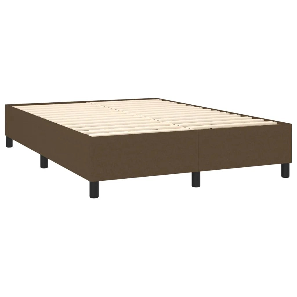 Letto a Molle Materasso e LED Marrone Scuro 140x200 cm Tessuto 3134800