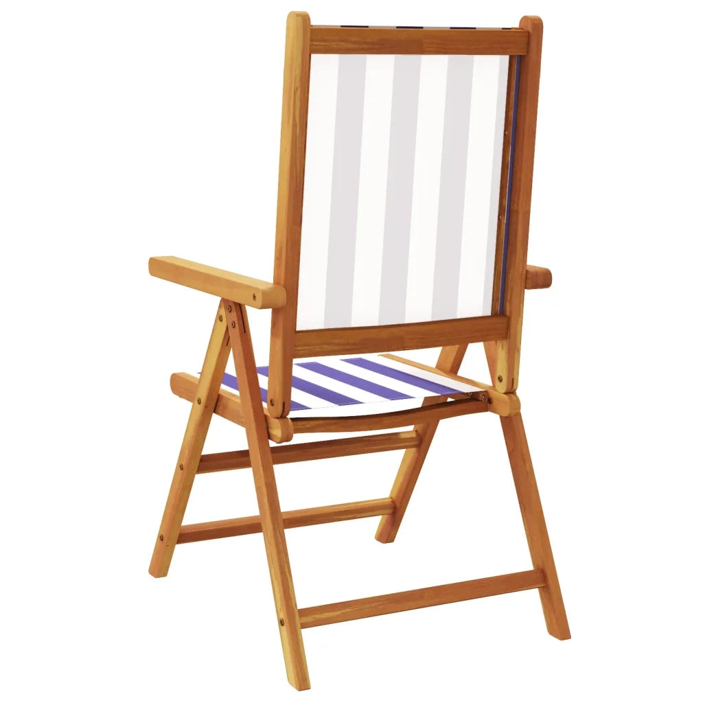 Sedie da Giardino Reclinabili 4 pz Blu e Bianco Tessuto e Legno 3214553