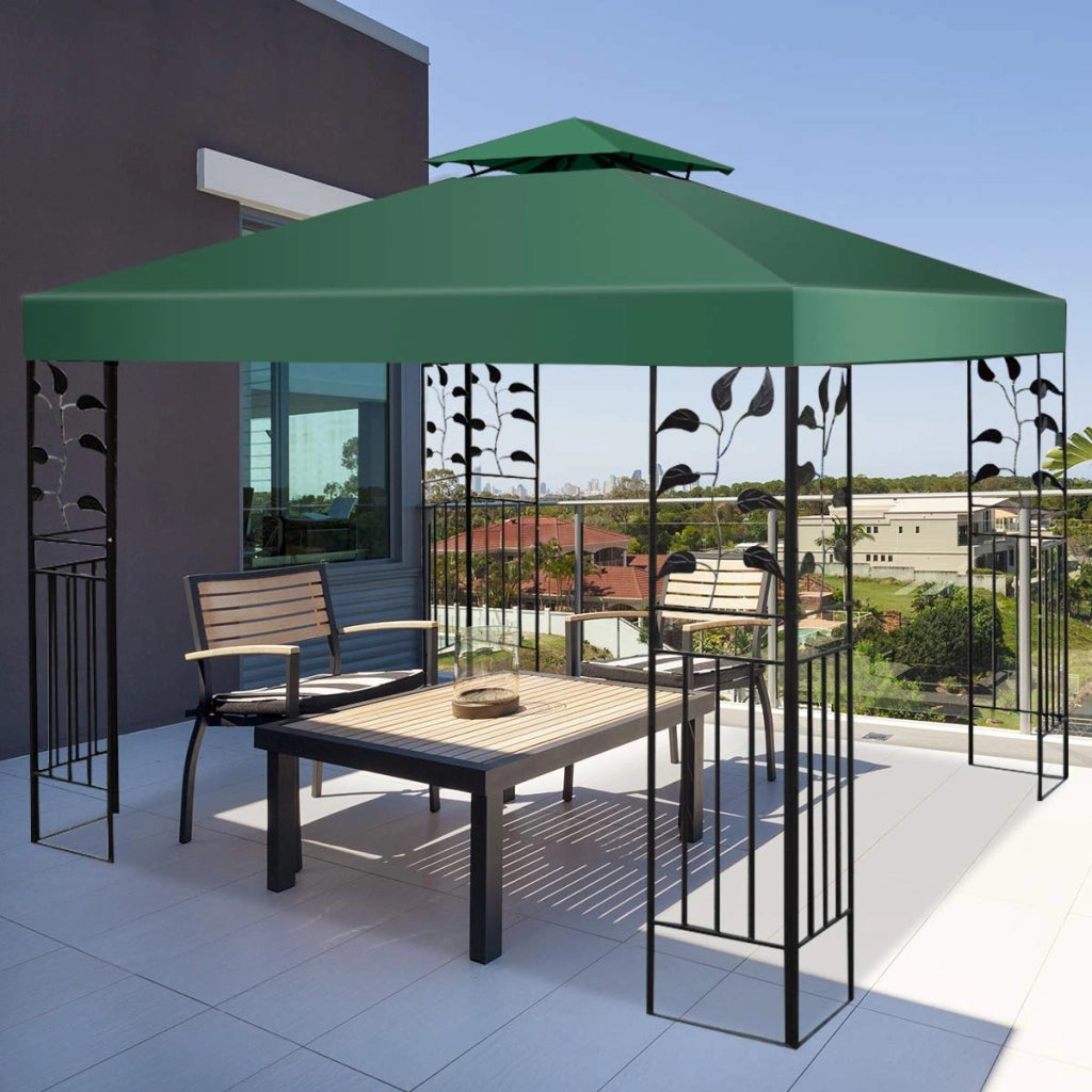 Tessuto copertura superiore per gazebo Telo tetto ricambio per gazebo 3x3M Verde-Gazebo