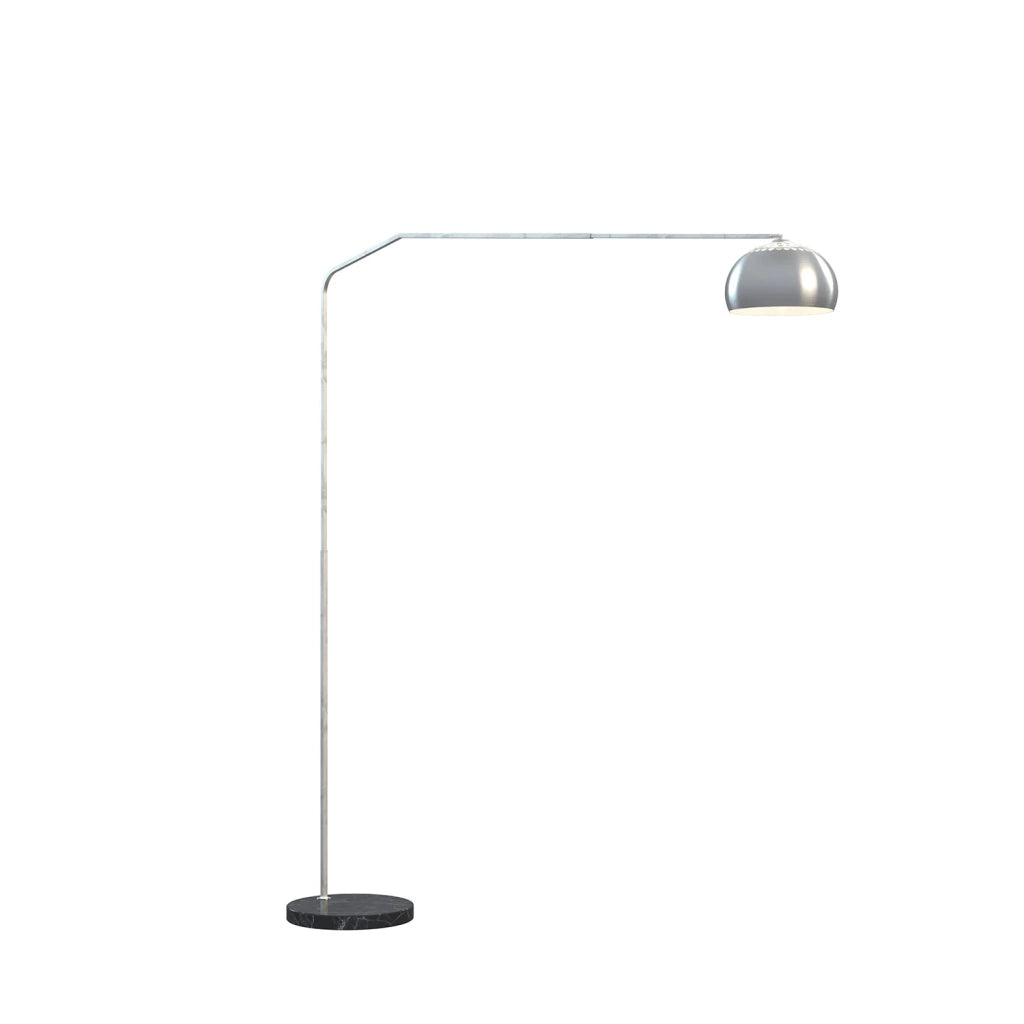 Piantana Contemporanea Slope Marmo Piatto Nero Metallo Cromo 1 Luce E27