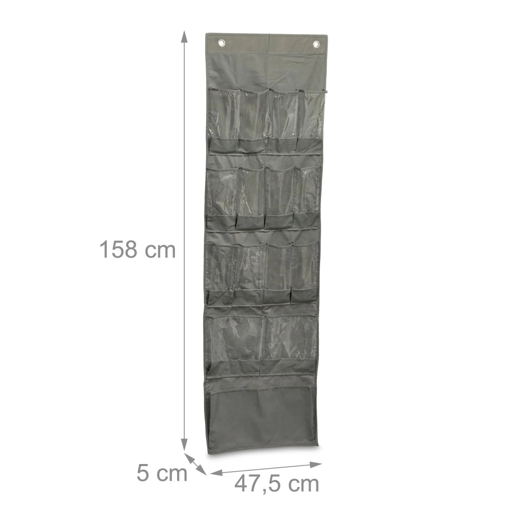 Organizer per scarpe da appendere 15 tasche pratico contenitore moderno camera da letto 120 x 30 cm in plastica grigia 13_0015381