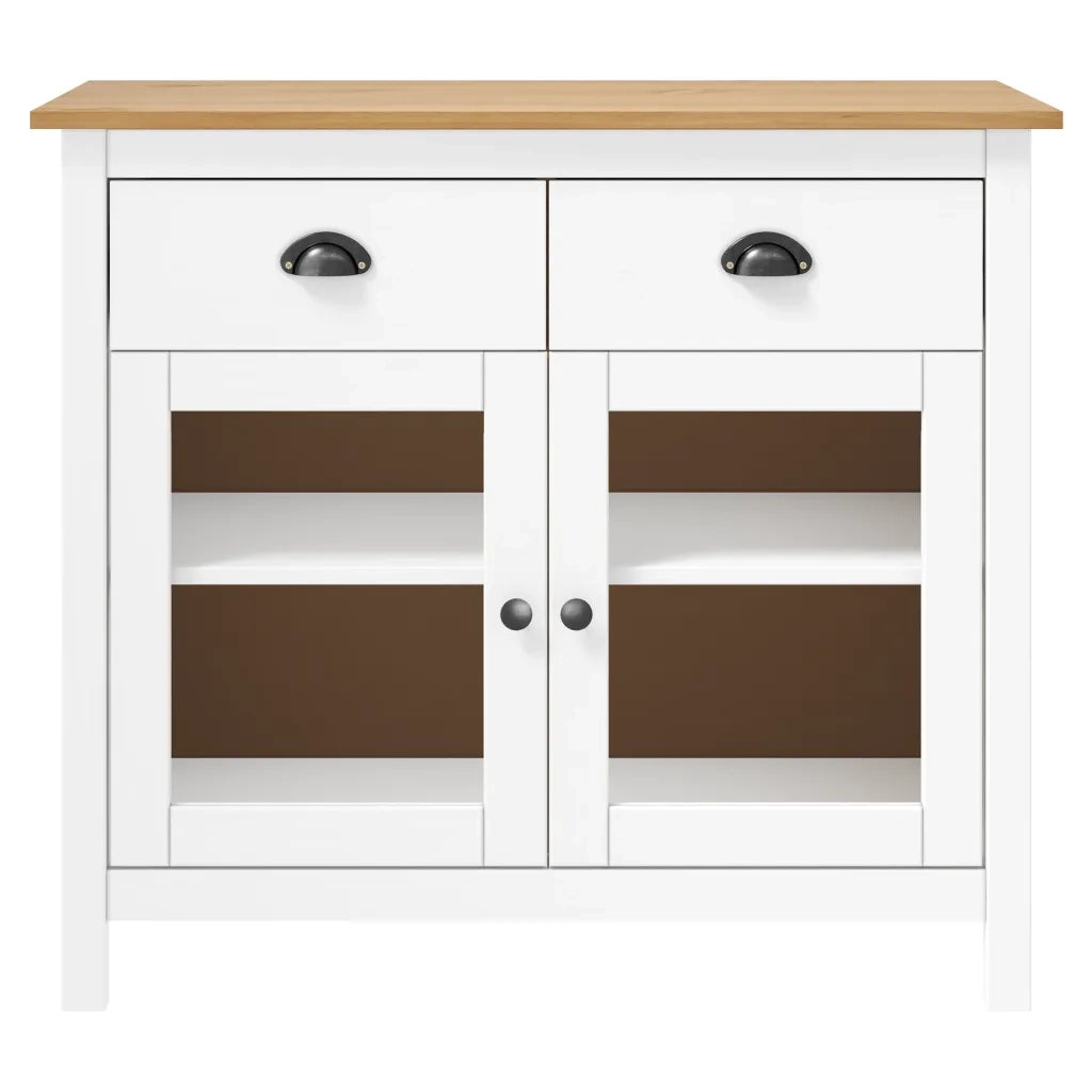 Credenza | Madia | Buffet da pranzo | Armadio da pranzo Hill Bianca 90x40x80 cm in Legno Massello di Pino
