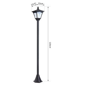 Lanterna solare da giardino LED nera 30 lumen 15 x 15 x 120 cm