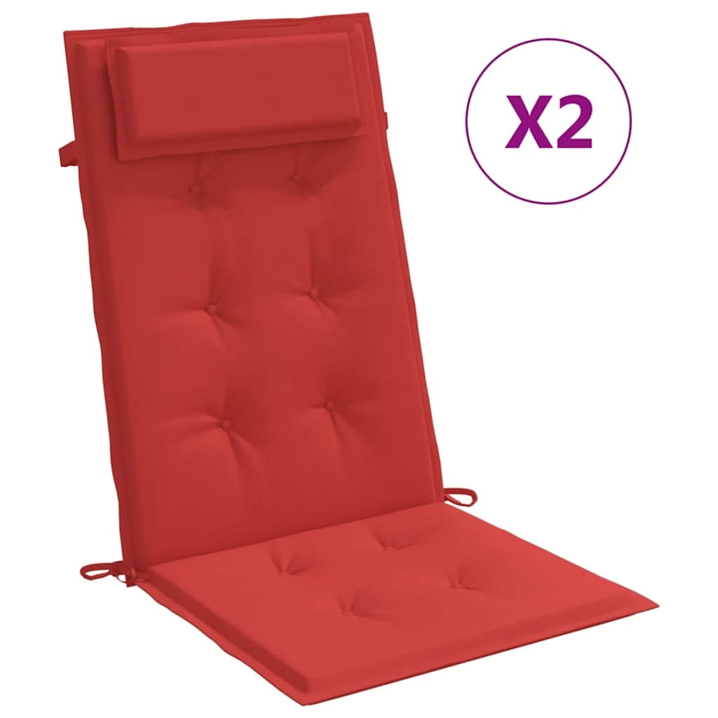 Cuscini per Sedia con Schienale Alto 2 pz Rosso Tessuto Oxfordcod mxl 70343