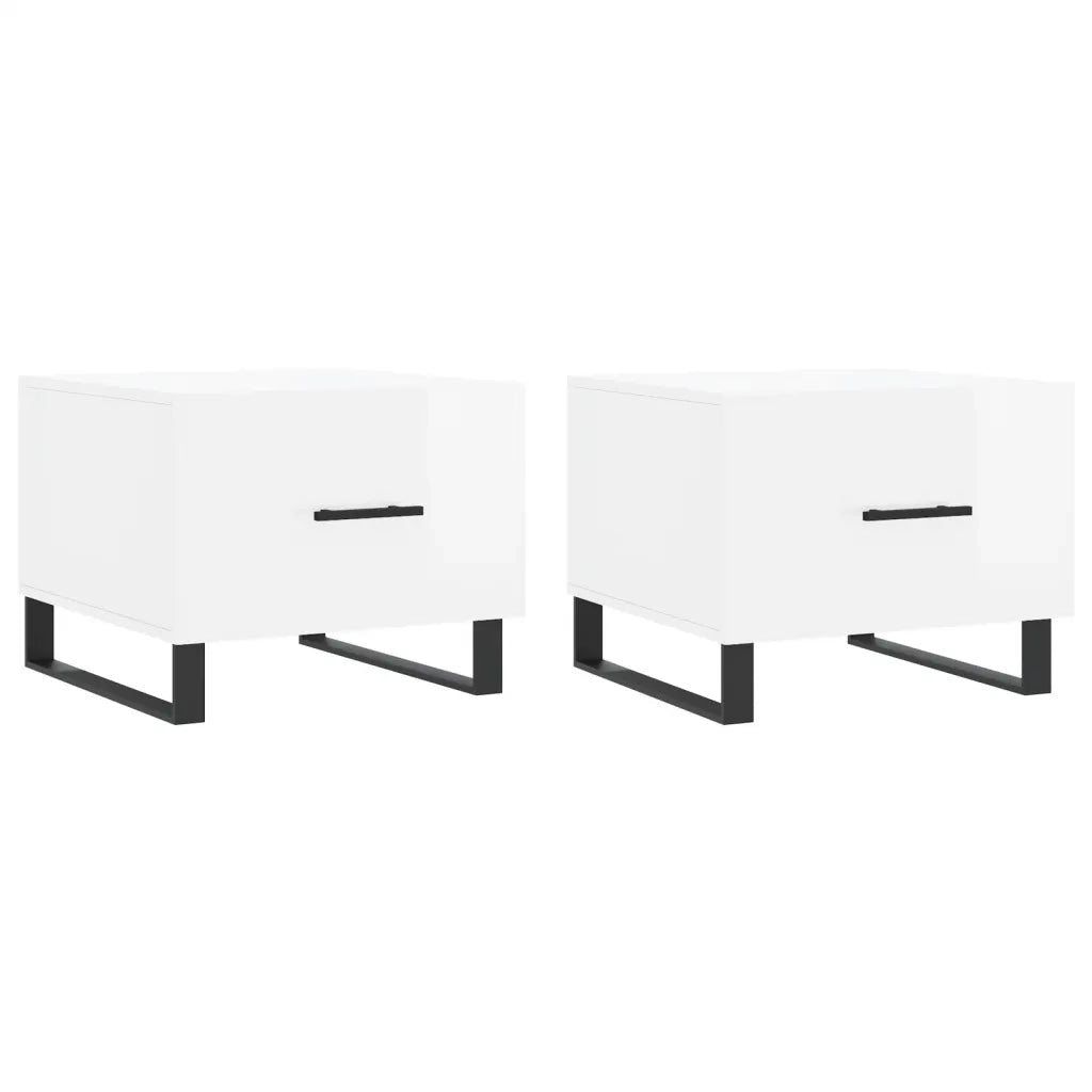 Tavolini Salotto 2pz Bianco Lucido 50x50x40cm Legno Multistratocod mxl 127717