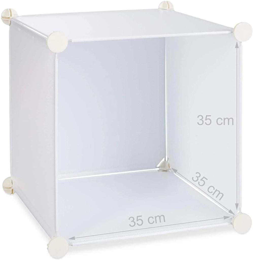 Scaffale a cubo con 11 scomparti portaoggetti e 2 aste appendiabiti plastica bianca 13_0001262_2