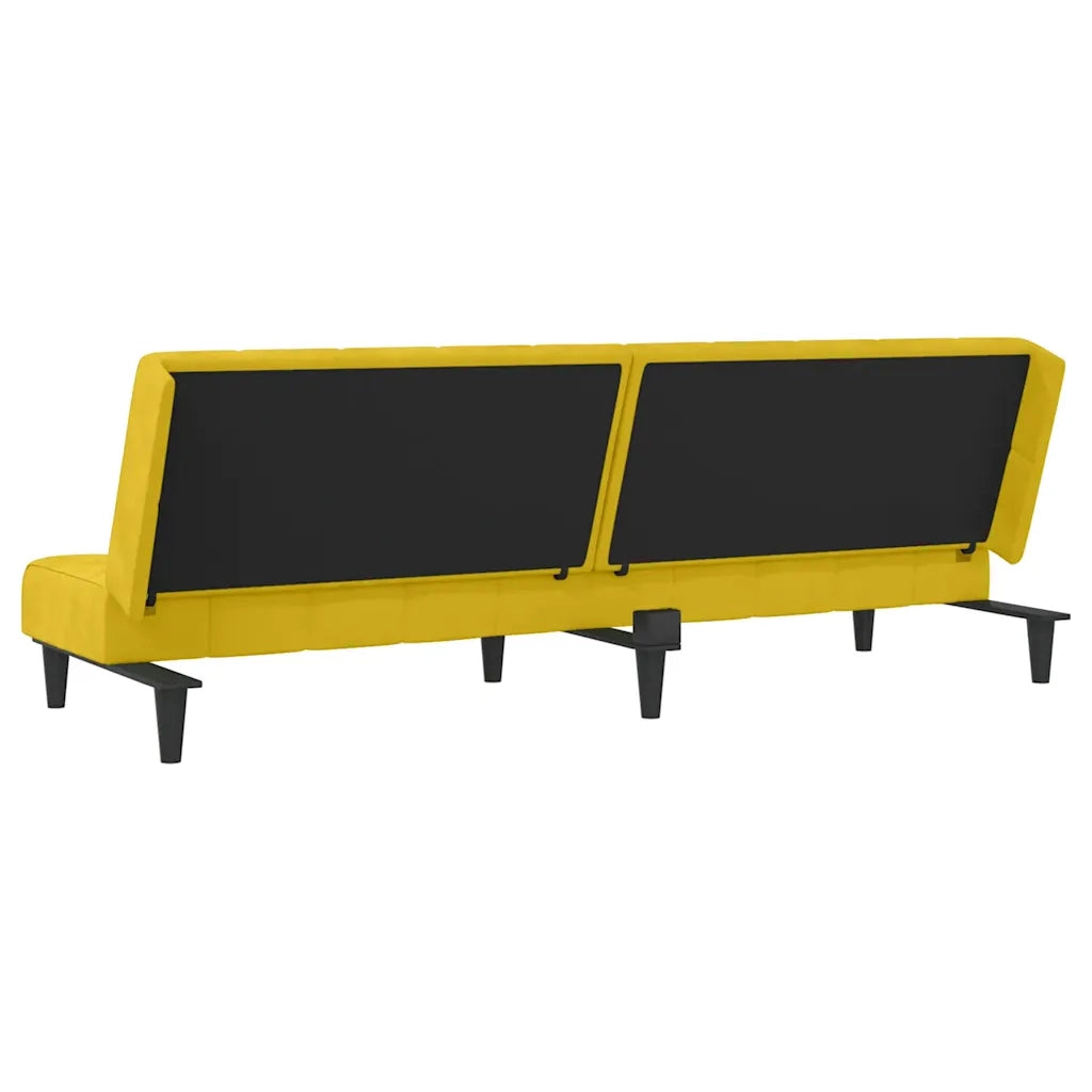 Divano Letto a 2 Posti Giallo in Velluto 375845
