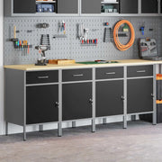 Mobile da lavoro 4 pcs Nero e Grigio 200 x 55 x 85 cm 3321384