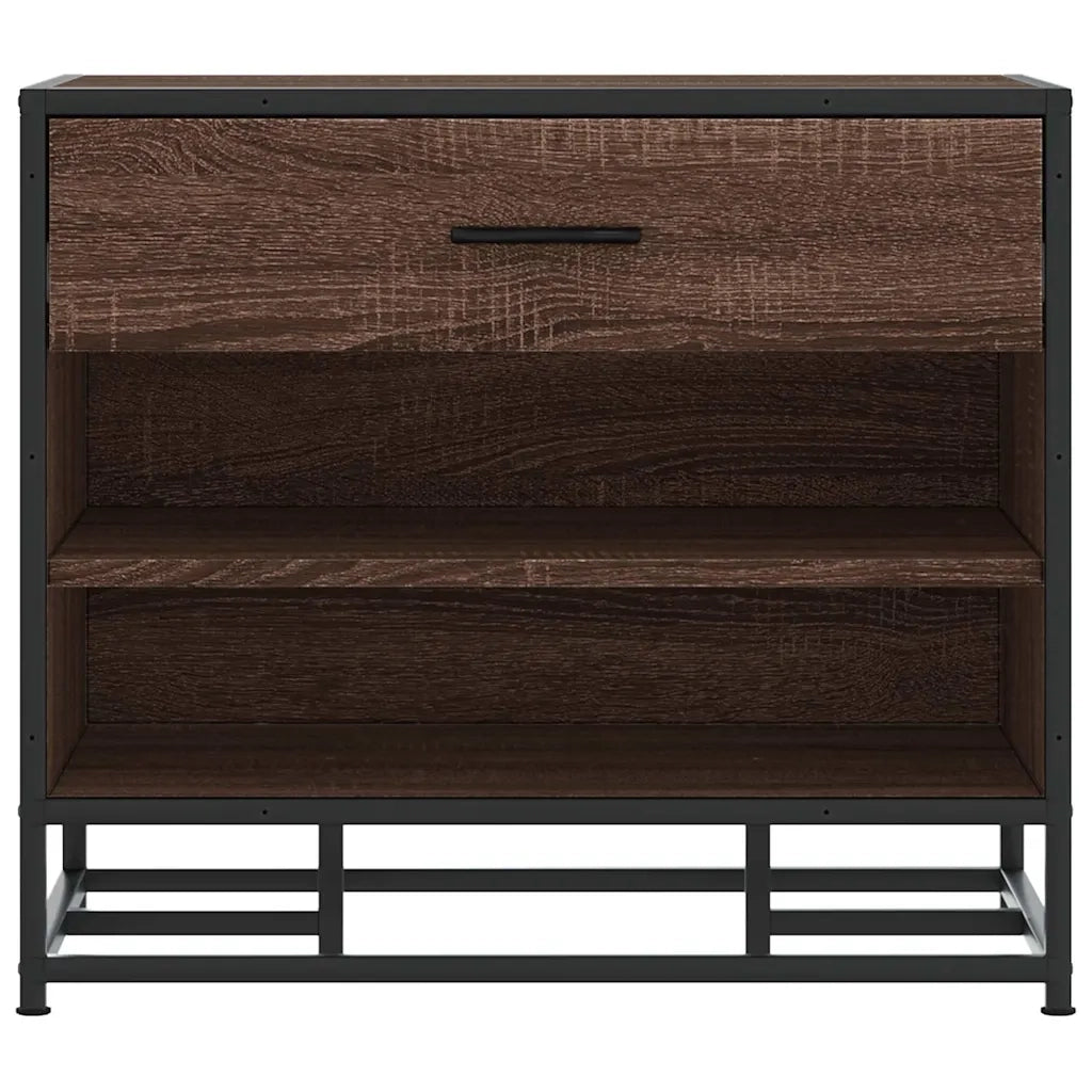 Panca Portaoggetti Rovere Marrone Legno Multistrato e Metallo 849223