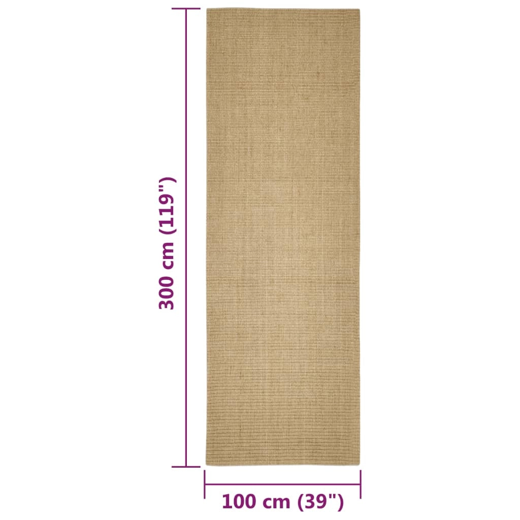 Tappetino tiragraffi in sisal per gatti 100 x 300 cm Marrone chiaro 02_0045539